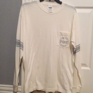 White colored PINK brand campus long sleeve tee